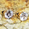 8mm Ronde RVS Oorbellen in Goudkleur met Zirkonia