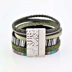 Bohemian Style Groene Leren Wikkelarmband