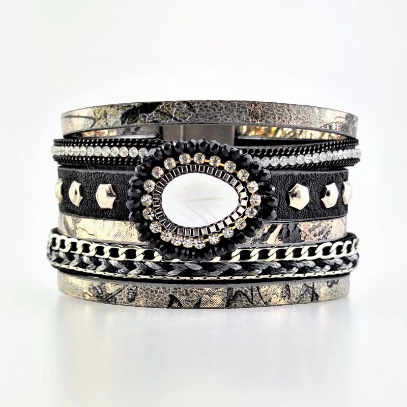 Bohemian Style Grijs Leren Wikkelarmband Bohemian Style Grijs Leren Wikkelarmband