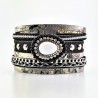 Bohemian Style Grijs Leren Wikkelarmband