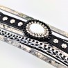 Bohemian Style Grijs Leren Wikkelarmband