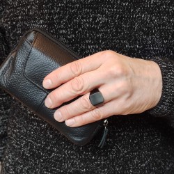 Zegelring Heren - Stalen Zwart PVD Coating - Vierkante Ring