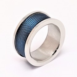 Roestvrijstalen Ring met Blauw Draden