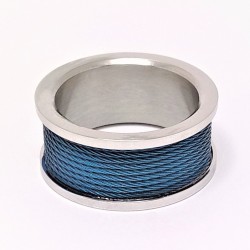 Roestvrijstalen Ring met Blauw Draden