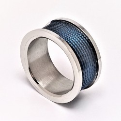 Roestvrijstalen Ring met Blauw Draden
