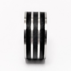 Bicolor Roestvrijstalen Zilverkleur-Zwarte Ring