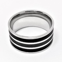 Bicolor Roestvrijstalen Zilverkleur-Zwarte Ring