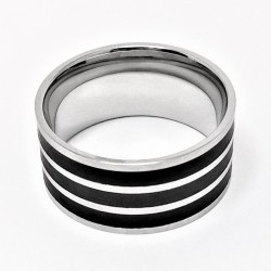 Bicolor Roestvrijstalen Zilver/Zwarte Ring