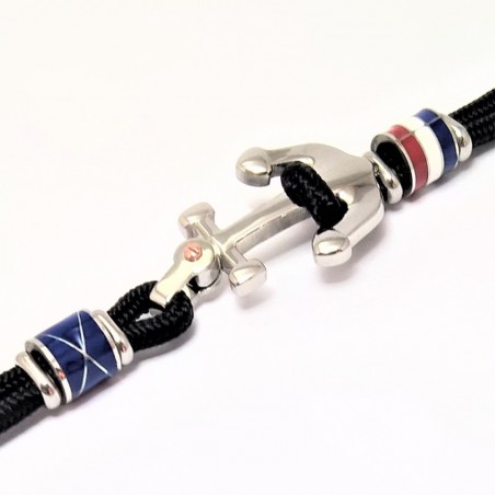 Zwarte Koord Armband met RVS Anker