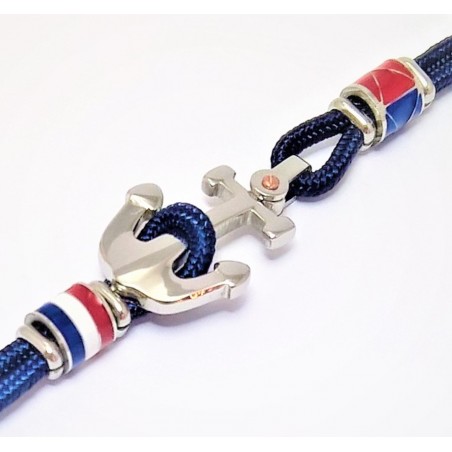 Blauwe Koord Armband met RVS Anker