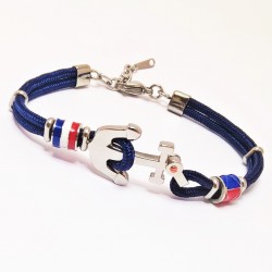 Blauwe Koord Armband met RVS Anker