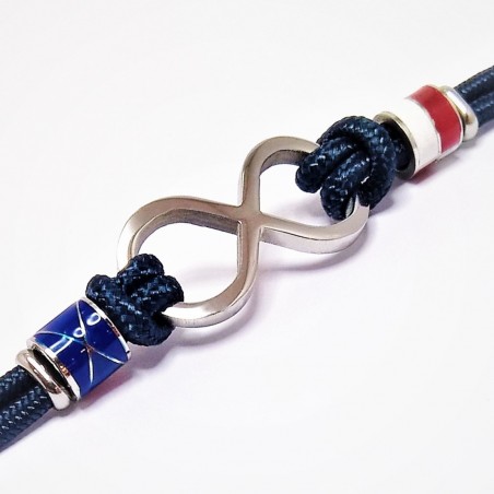 Blauwe Koord Armband met Staal Lemniscaat 'Infinity Symbol'