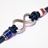 Blauwe Koord Armband met Staal Lemniscaat 'Infinity Symbol'
