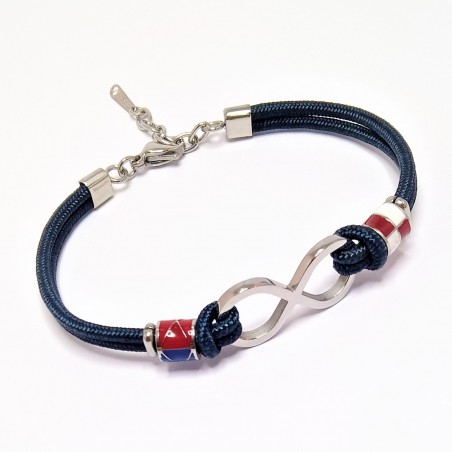 Blauwe Koord Armband met Staal Lemniscaat 'Infinity Symbol'