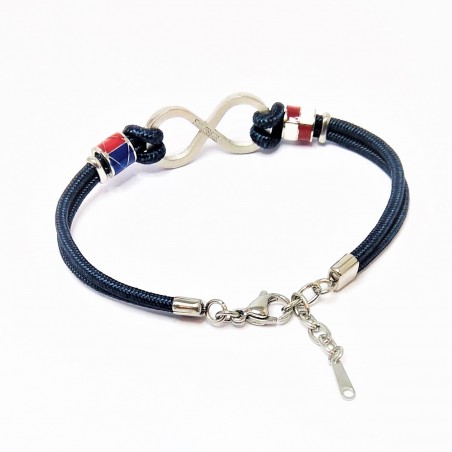 Blauwe Koord Armband met Staal Lemniscaat 'Infinity Symbol'