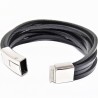 Interlaced Zwarte Leer Armband