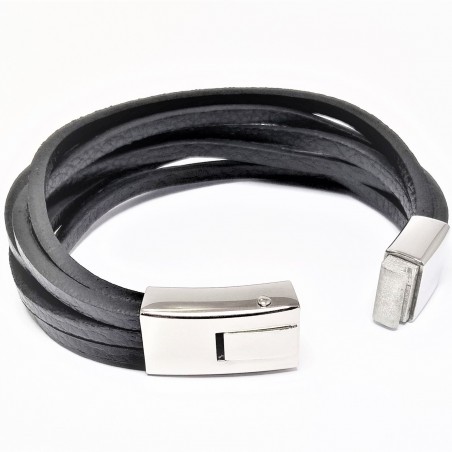Interlaced Zwarte Leer Armband