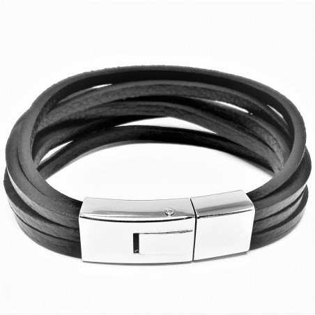 Interlaced Zwarte Leer Armband