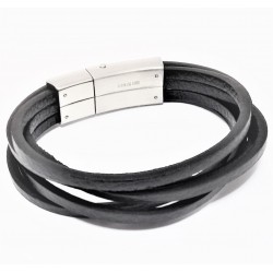 Interlaced Zwarte Leer Armband
