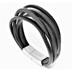 Interlaced Zwarte Leer Armband