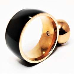 Roségouden Stalen & Zwarte Keramische Ring met Geschroefde Zirkonia