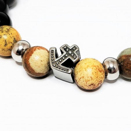 Stenen Armband van Onyx en Jasper Agaat