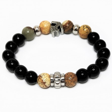 Stenen Armband van Onyx en Jasper Agaat