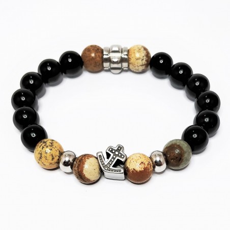 Stenen Armband van Onyx en Jasper Agaat