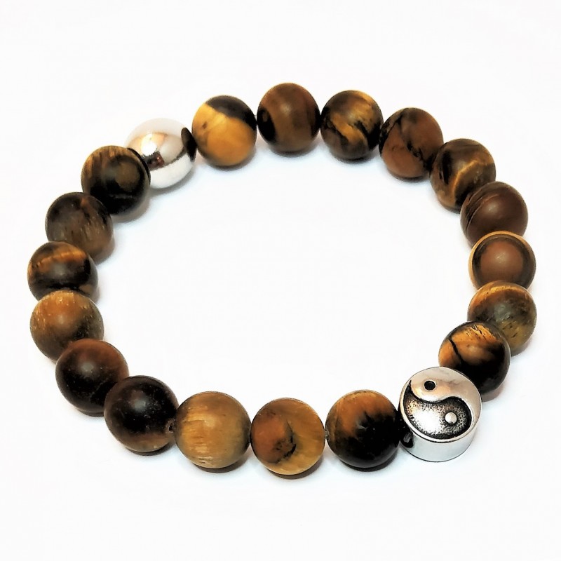 Yin-Yang Armband van Stenen Bruin Tijgeroog