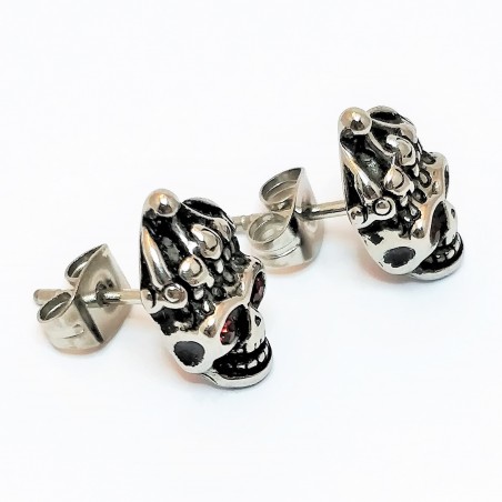 RVS Gothic Schedel Crown Oorbellen