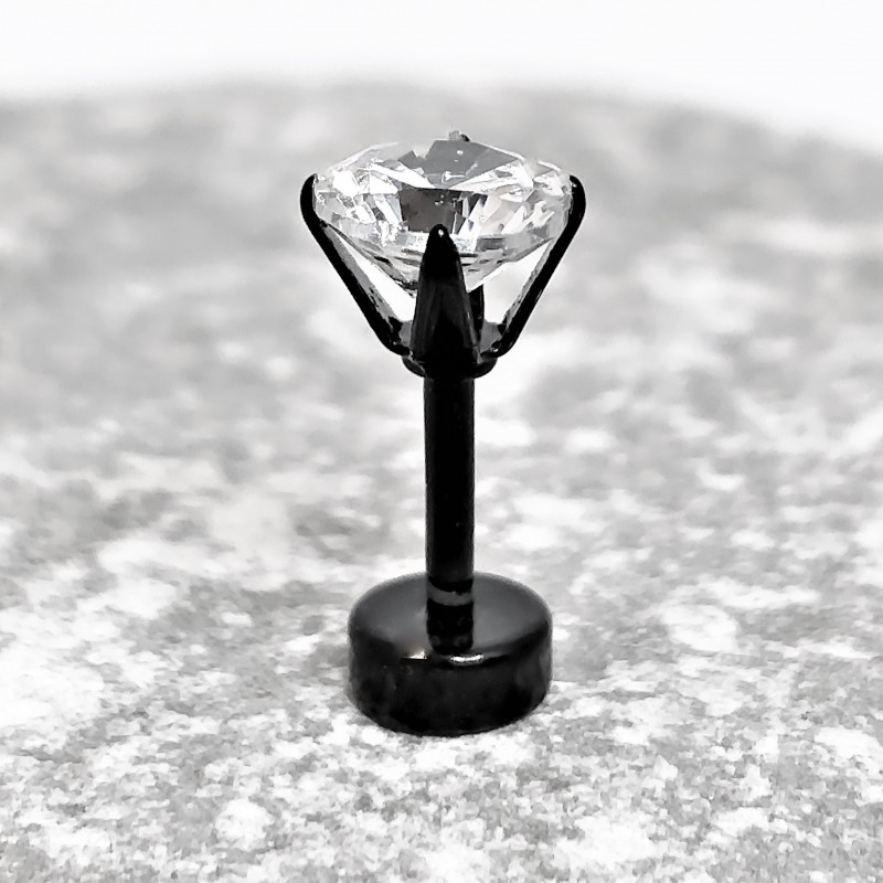Zirkonia Stud Oorbel van Zwart Roestvrij Staal Zirkonia Stud Oorbel van Zwart Roestvrij Staal