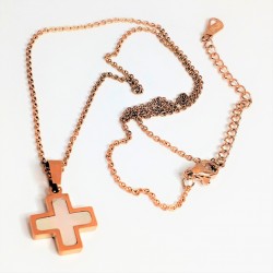 Roestvrijstalen Roségoudkleurige Ketting met Kruis
