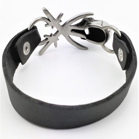 Zwart Leren Heren Armband met RVS Piraten-Schedel