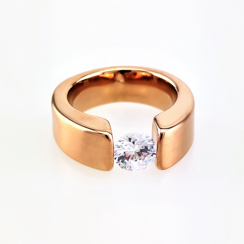 Ovale Ring in Roségoud Staal met Zirkonia