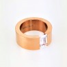 Roségoudkleurige Stalen Ring met Rechthoekig Zirkonia