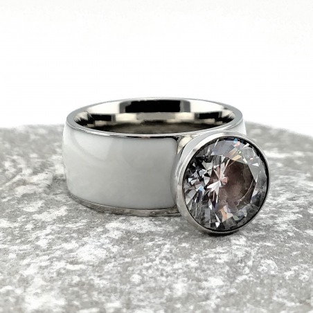 Stalen & Witte Keramische Ring met Geschroefde Zirkonia