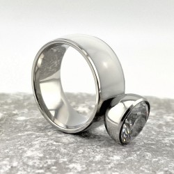 Stalen & Witte Keramische Ring met Geschroefde Zirkonia