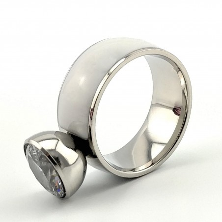 Stalen & Witte Keramische Ring met Geschroefde Zirkonia