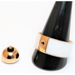 Roségoudkleurige Stalen & Witte Keramische Ring met Geschroefde Zirkonia