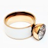 Roségoudkleurige Stalen & Witte Keramische Ring met Geschroefde Zirkonia