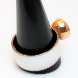 Roségoudkleurige Stalen & Witte Keramische Ring met Geschroefde Zirkonia