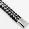 Zwarte Leren Armband met RVS-Elementen