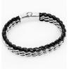 Zwarte Leren Armband met RVS-Elementen