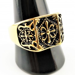 Gouden Roestvrij Staal Ring Fleur-de-lis