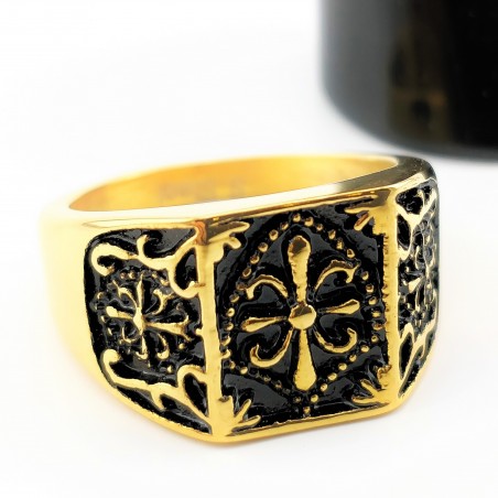 Gouden Roestvrij Staal Ring Fleur-de-lis