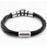 Zwarte Leren Armband met RVS Olifant Hoofd