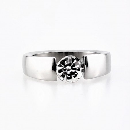 Roestvrijstalen Ovale Ring met Zirkonia