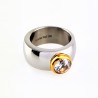 Zilverkleur-Goudkleur Roestvrijstalen Brede-Ring met Zirkonia