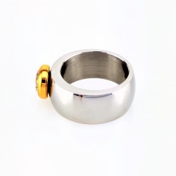 Zilverkleur-Goudkleur Roestvrijstalen Brede-Ring met Zirkonia