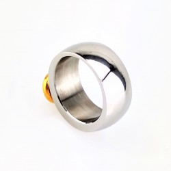 Zilverkleur-Goudkleur Roestvrijstalen Brede-Ring met Zirkonia